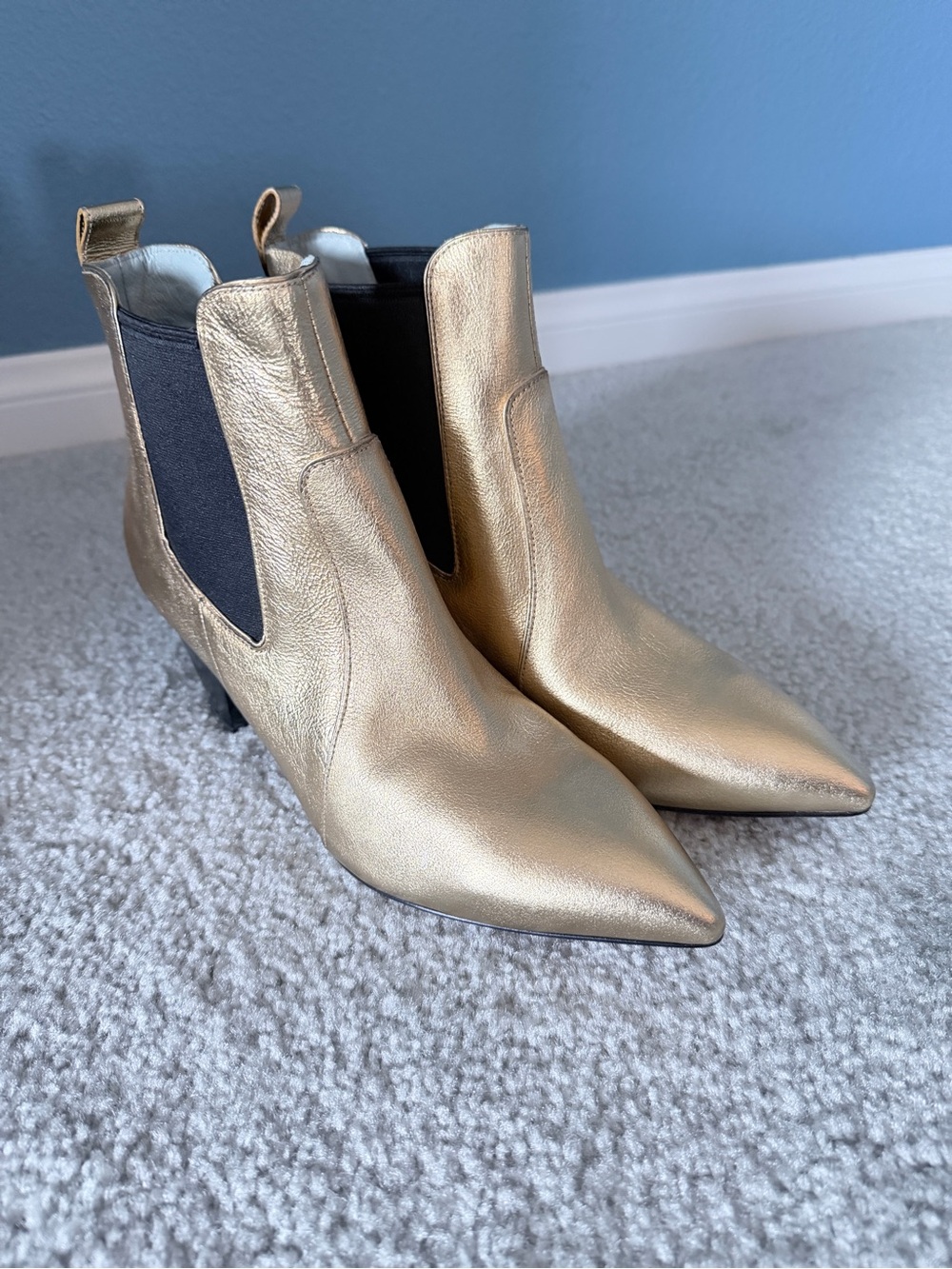 Marc Jacobs Metallic Gold Pointed Chelsea Ankle Boots